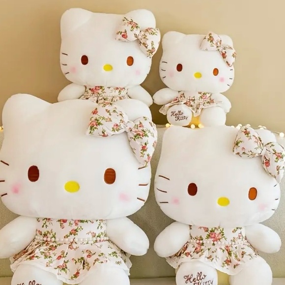 Hello Kitty Floral Dress Plush Doll – Sanrio Collectible with Bow & Pearls - Picture 4 of 7